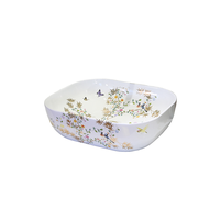 Trendy Taps Counter Mounted / Rectangular White and Floral Bathroom Basin